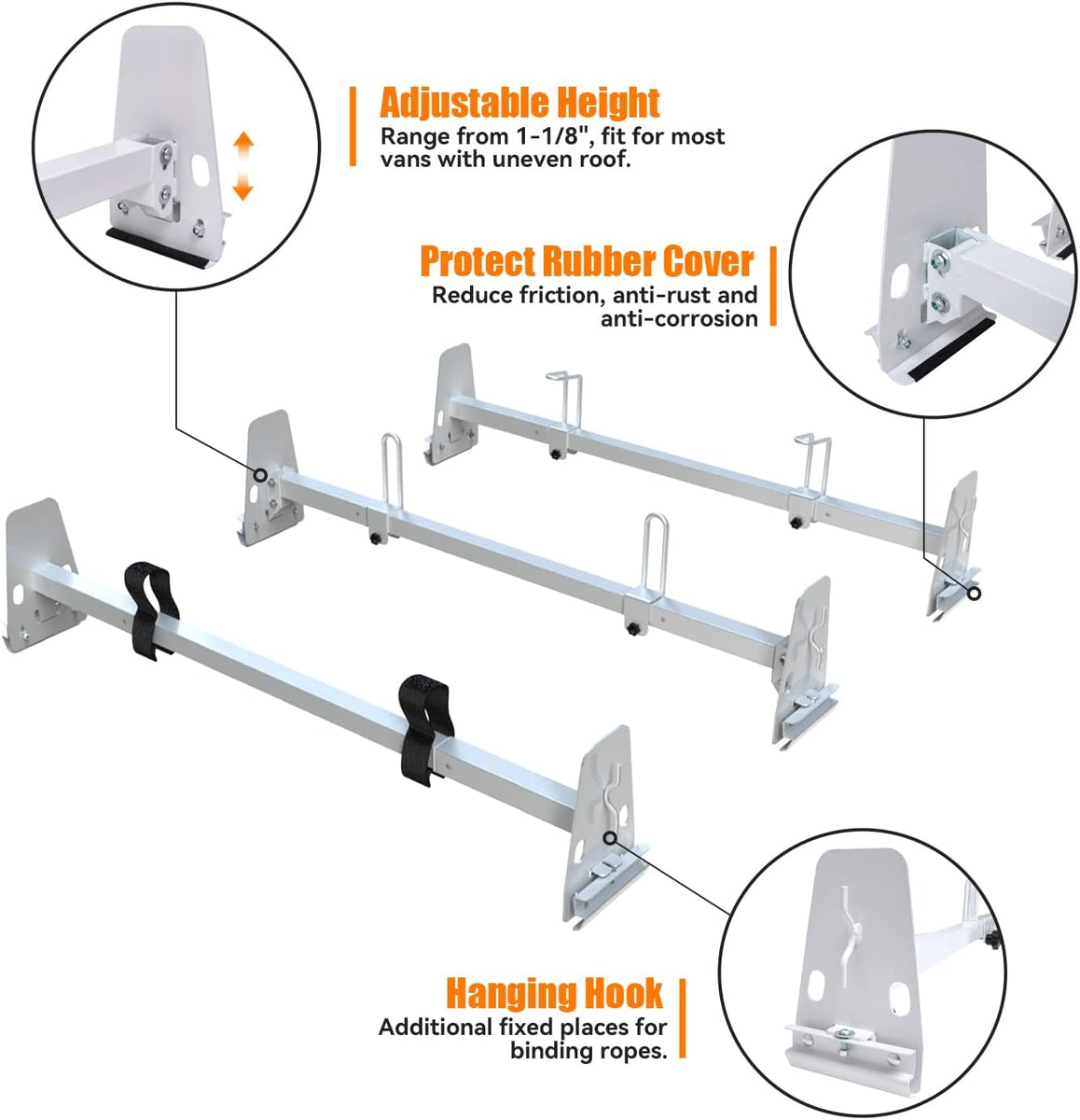MELIPRON Cargo Van Roof Rack for Ford E150 250 350 Chevy Chevrolet
