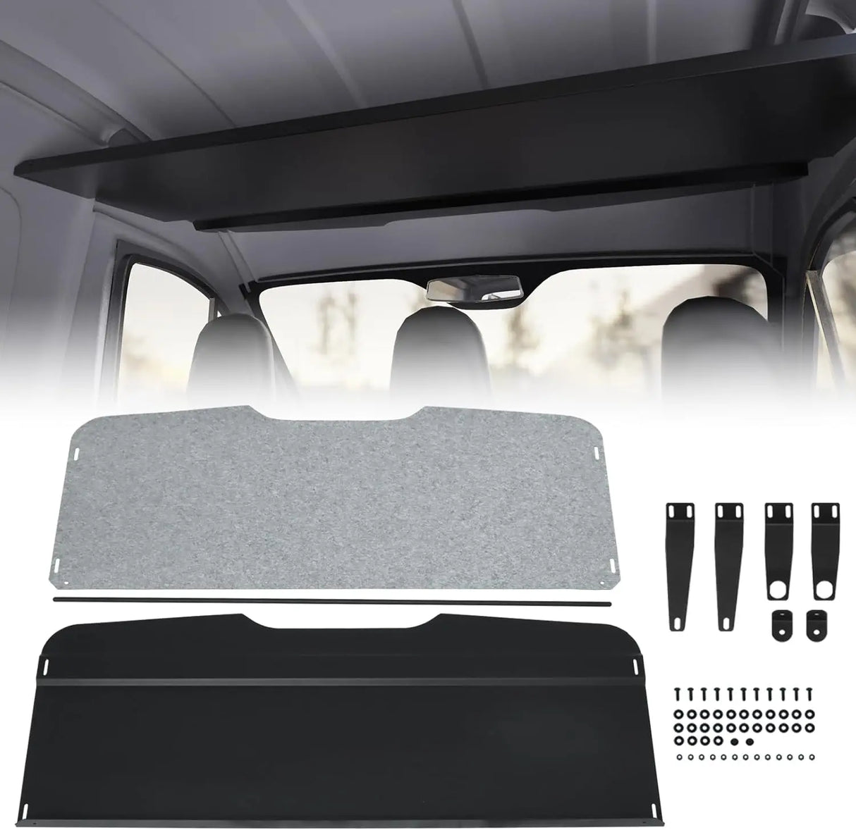 Sprinter Aluminum Van Headliner Shelf with Curtain Rod-5