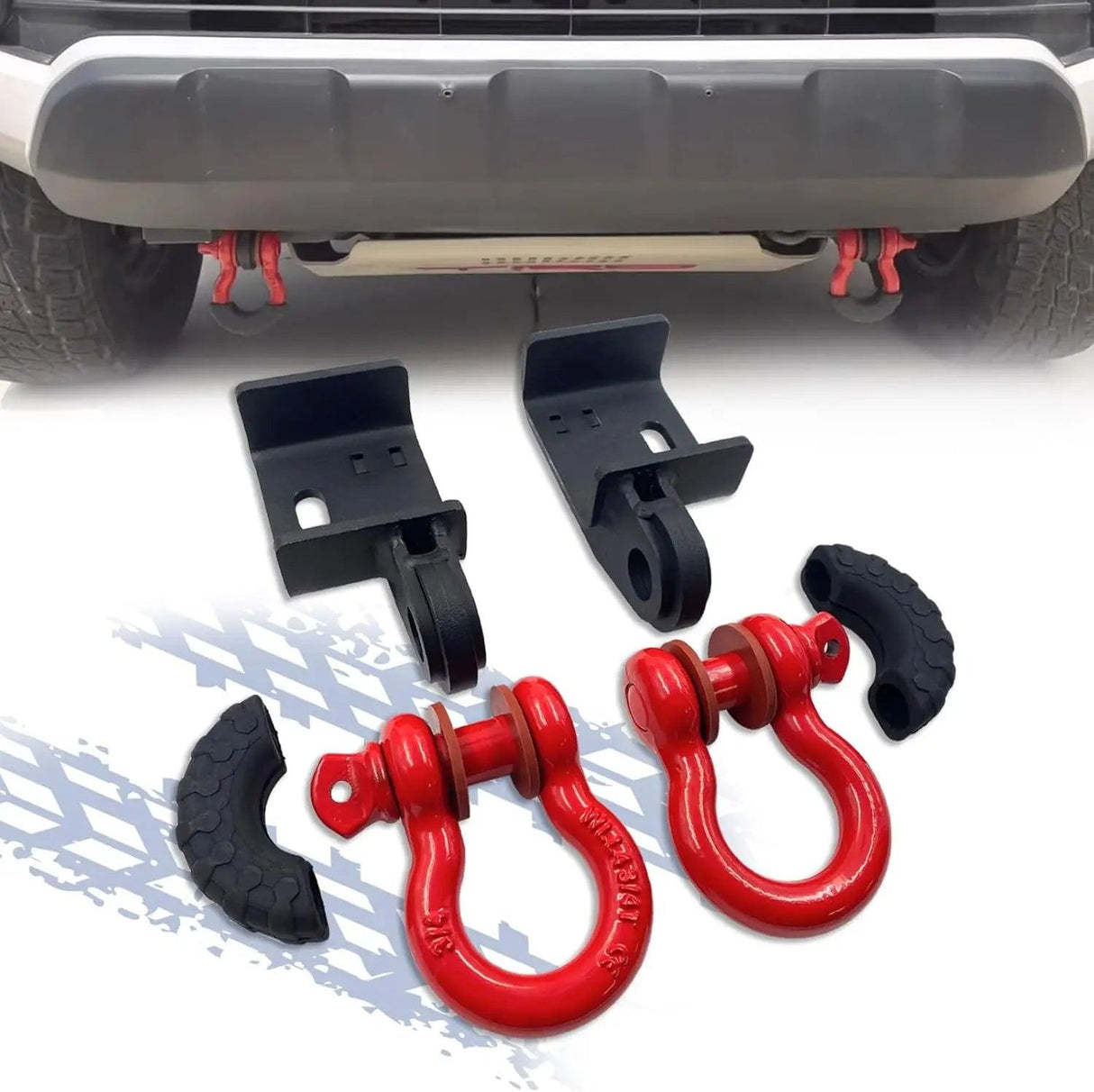 Front Demon Tow Hook Bracket w/ 3/4" D Ring Shackles for Toyota Tacoma - MELIPRON