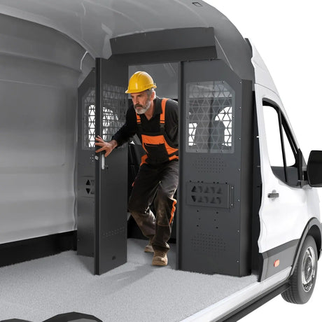 MELIPRON Van Partition Bulkhead Fit for Ford Transit 150 250 350 High Roof with Door Handle