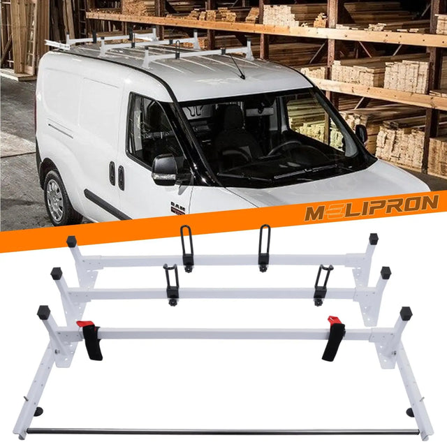 Van Roof Ladder Rack for RAM ProMaster City 2 Bars with Rear Cargo Roller-5