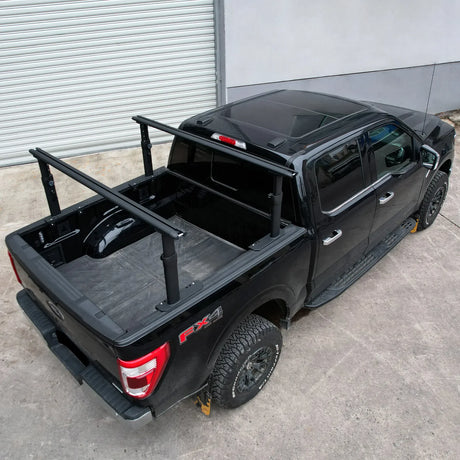 Melipron Adjustable Ladder Rack for Full-Size Truck Beds –  Heavy-Duty Aluminum Work Rack for Lumber, Pipes, Ladders & Tools