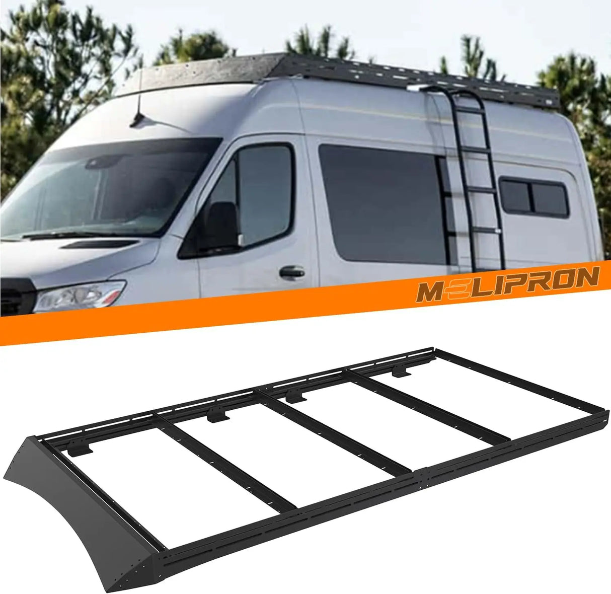 Van Roof Ladder Rack with Wind Fairing for Solar Panels Installation-6