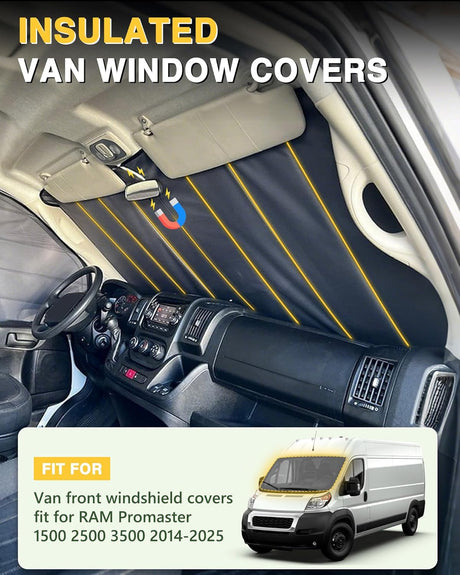 Insulated Blackout Van Windshield Covers for RAM Promaster