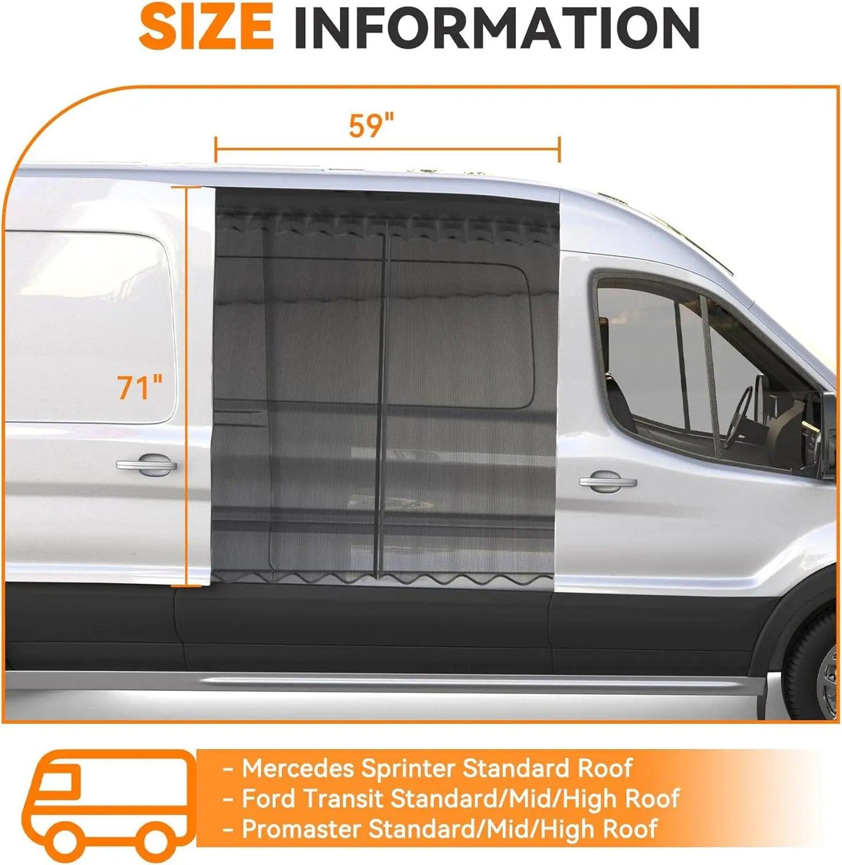 Van Bug Screen for Transit Mercedes Sprinter RAM Promaster Standard/Mid/High Roof