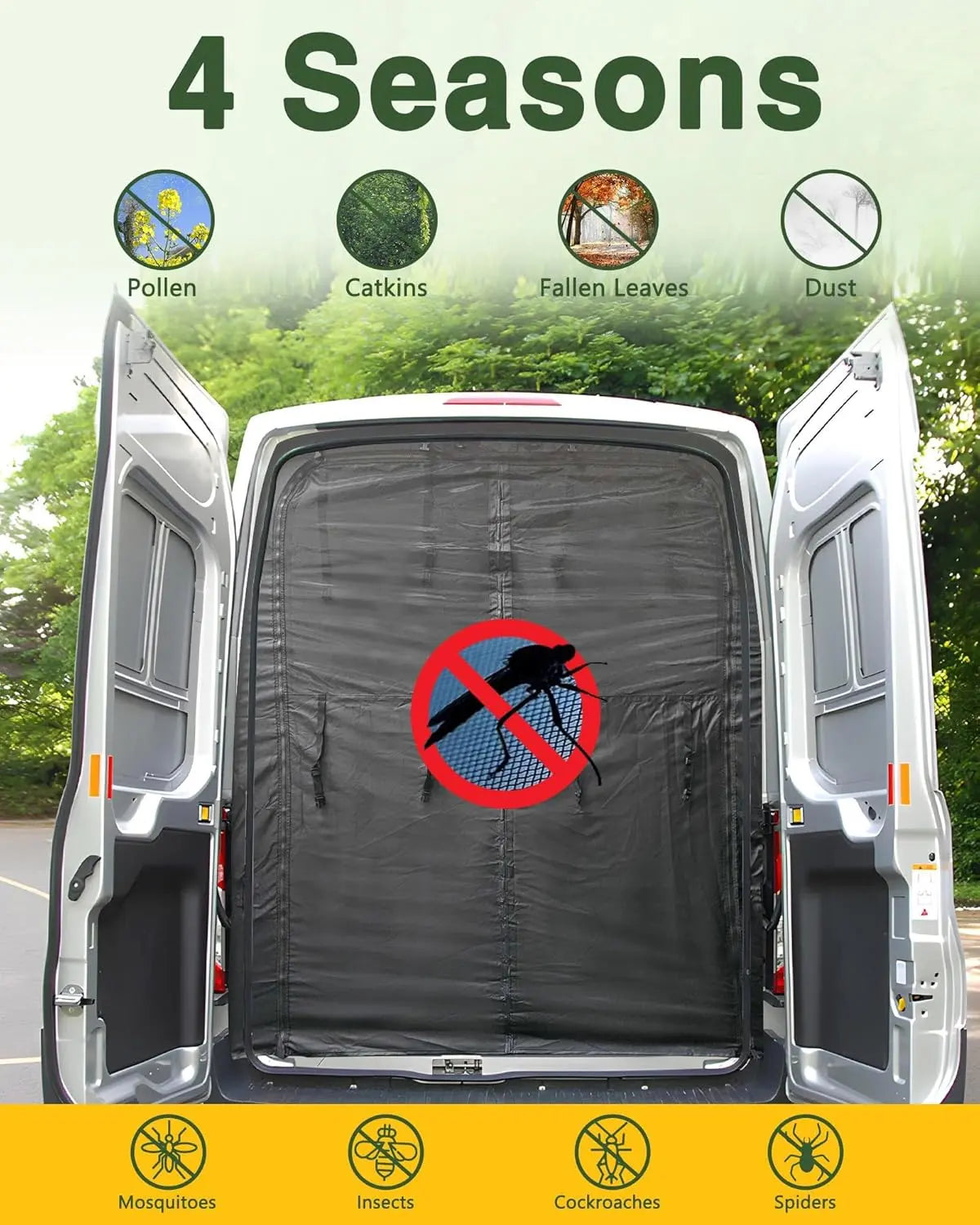 Van Bug Screen Fit For Ford Transit Rear Door Medium Roof Mosquito Net - MELIPRON