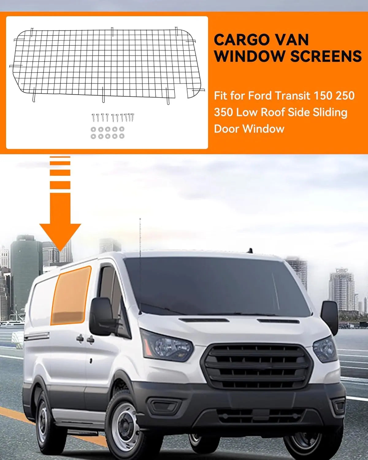 Side Security Window Screen for Ford Transit Low Roof - MELIPRON