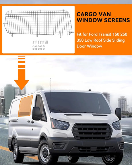 Side Security Window Screen for Ford Transit Low Roof - MELIPRON