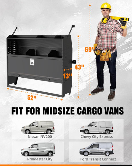 43" H x 13" D Steel Cargo Van Shelving Storage