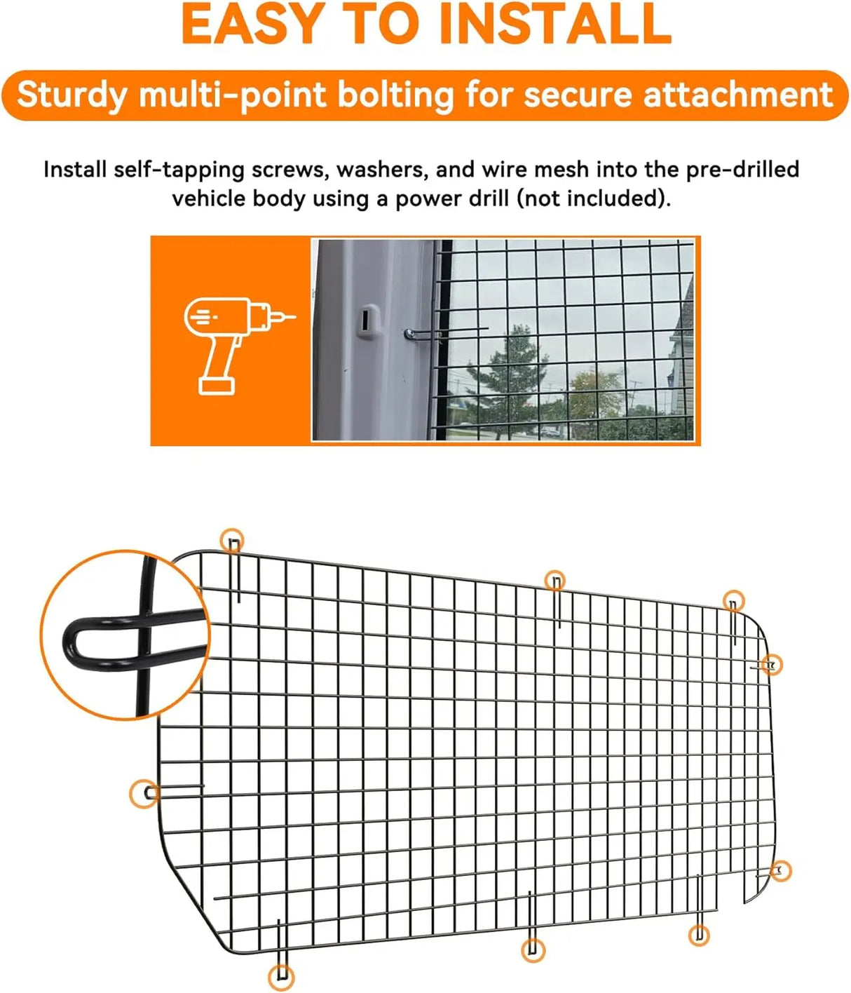 Side Security Window Screen for Ford Transit Low Roof - MELIPRON