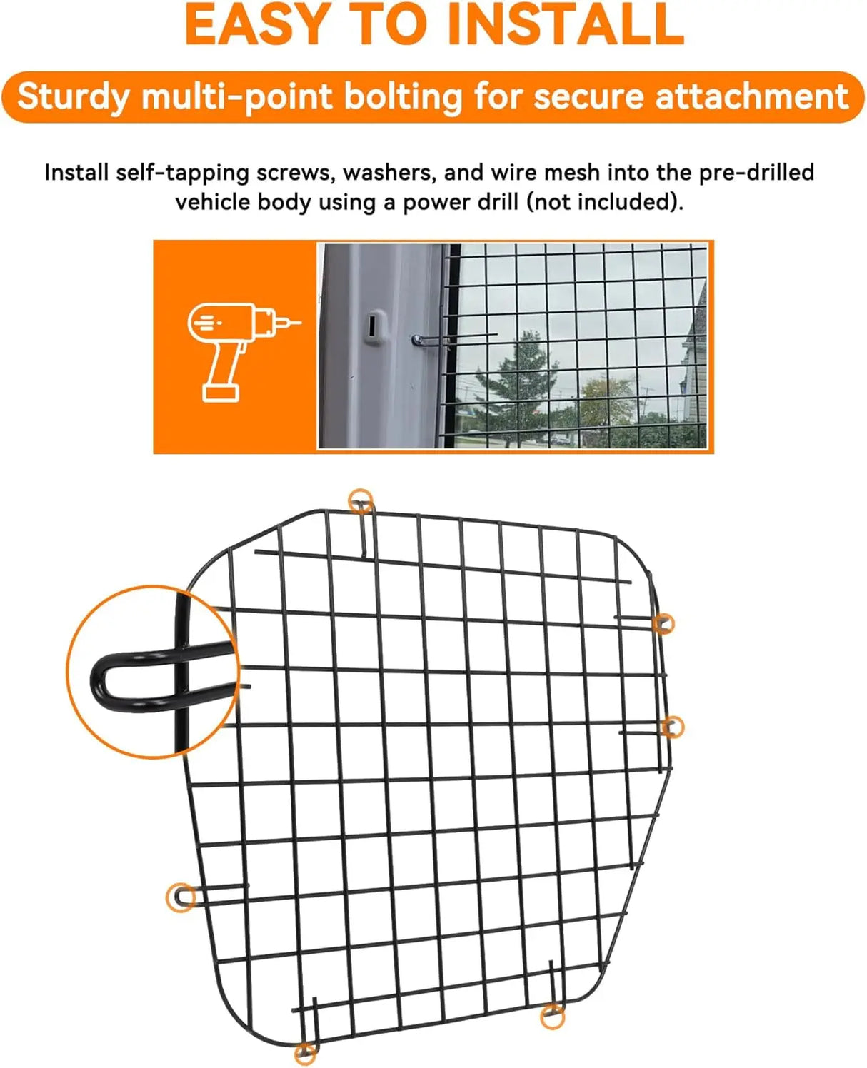 2Pcs Rear Security Window Screens for Ford Transit Low Roof - MELIPRON