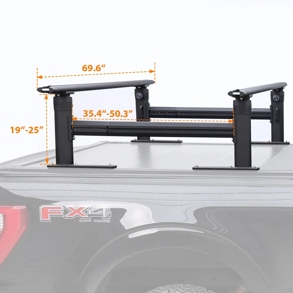 Melipron Adjustable Ladder Rack for Full-Size Truck Beds –  Heavy-Duty Aluminum Work Rack for Lumber, Pipes, Ladders & Tools
