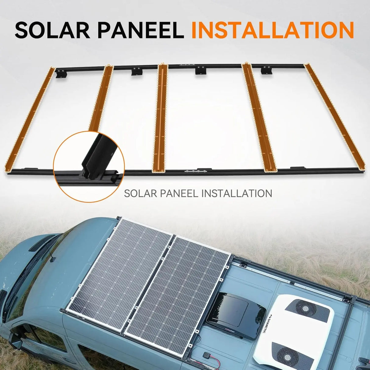 Van Roof Rack Pro for Ford Transit 148" for Solar Panels Installation