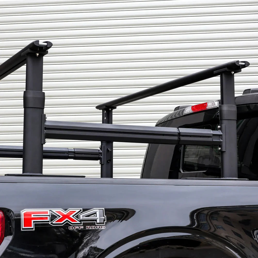 Melipron Adjustable Ladder Rack for Full-Size Truck Beds –  Heavy-Duty Aluminum Work Rack for Lumber, Pipes, Ladders & Tools