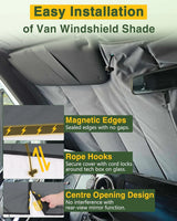 MELIPRON Window Cover Fits for Ford Transit High/Medium Roof Front Windshield Cover for Van
