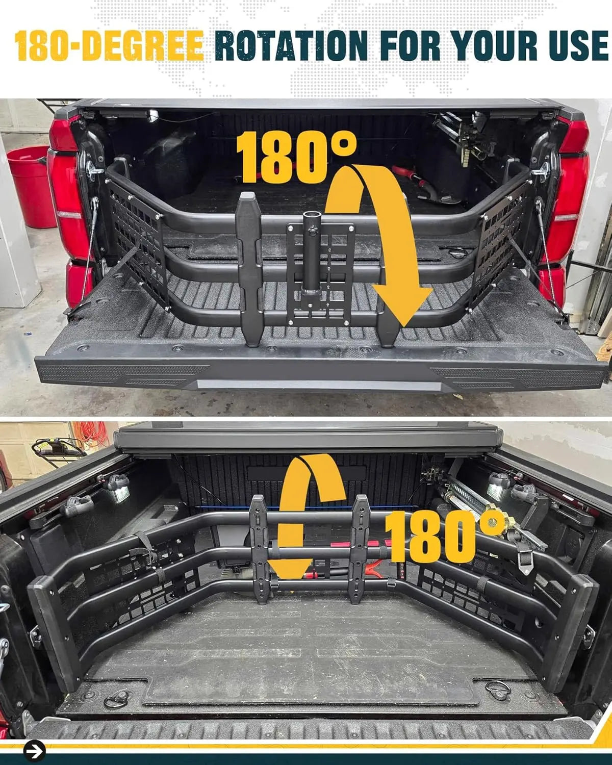 Truck Bed Extender for Toyota Tacoma 2005+ with Molle Panel and Flag Pole Mount