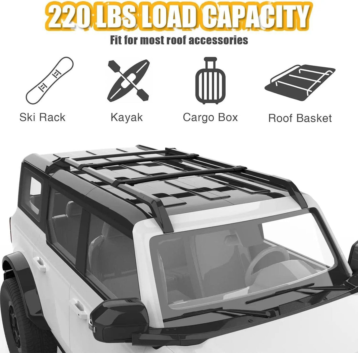 Roof Rack Cross Bars Kit for Ford Bronco 2/4 Door - MELIPRON