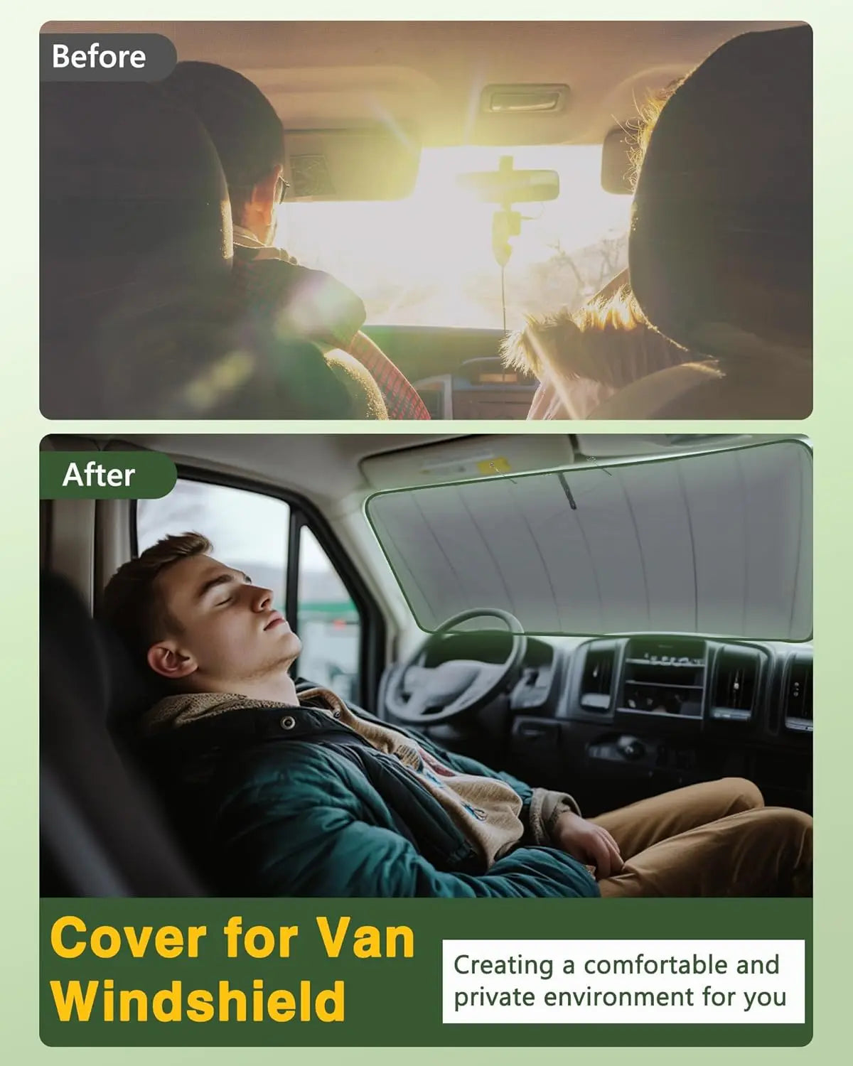 MELIPRON Window Cover Fits for Ford Transit High/Medium Roof Front Windshield Cover for Van
