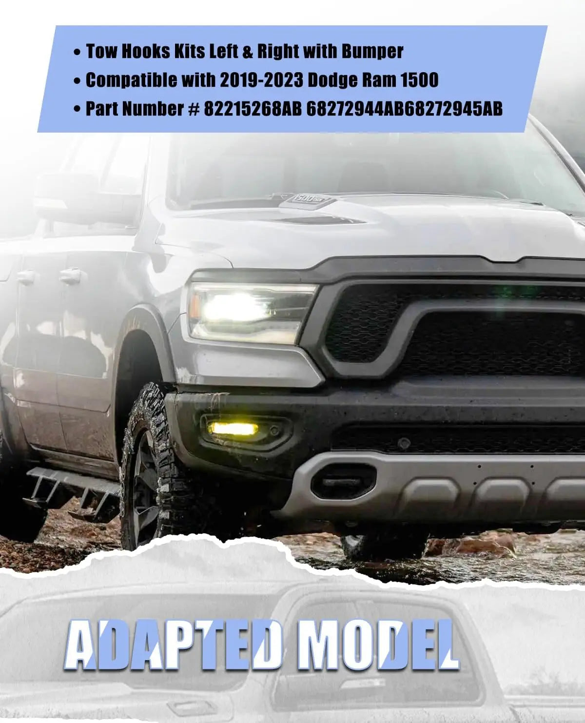 Ram 1500 Front Tow Hooks with Bumper Bezels - MELIPRON