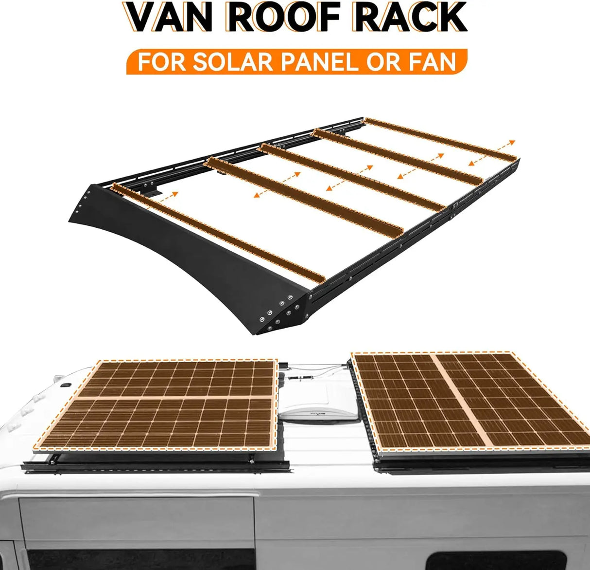 Van Roof Ladder Rack with Wind Fairing for Solar Panels Installation-11