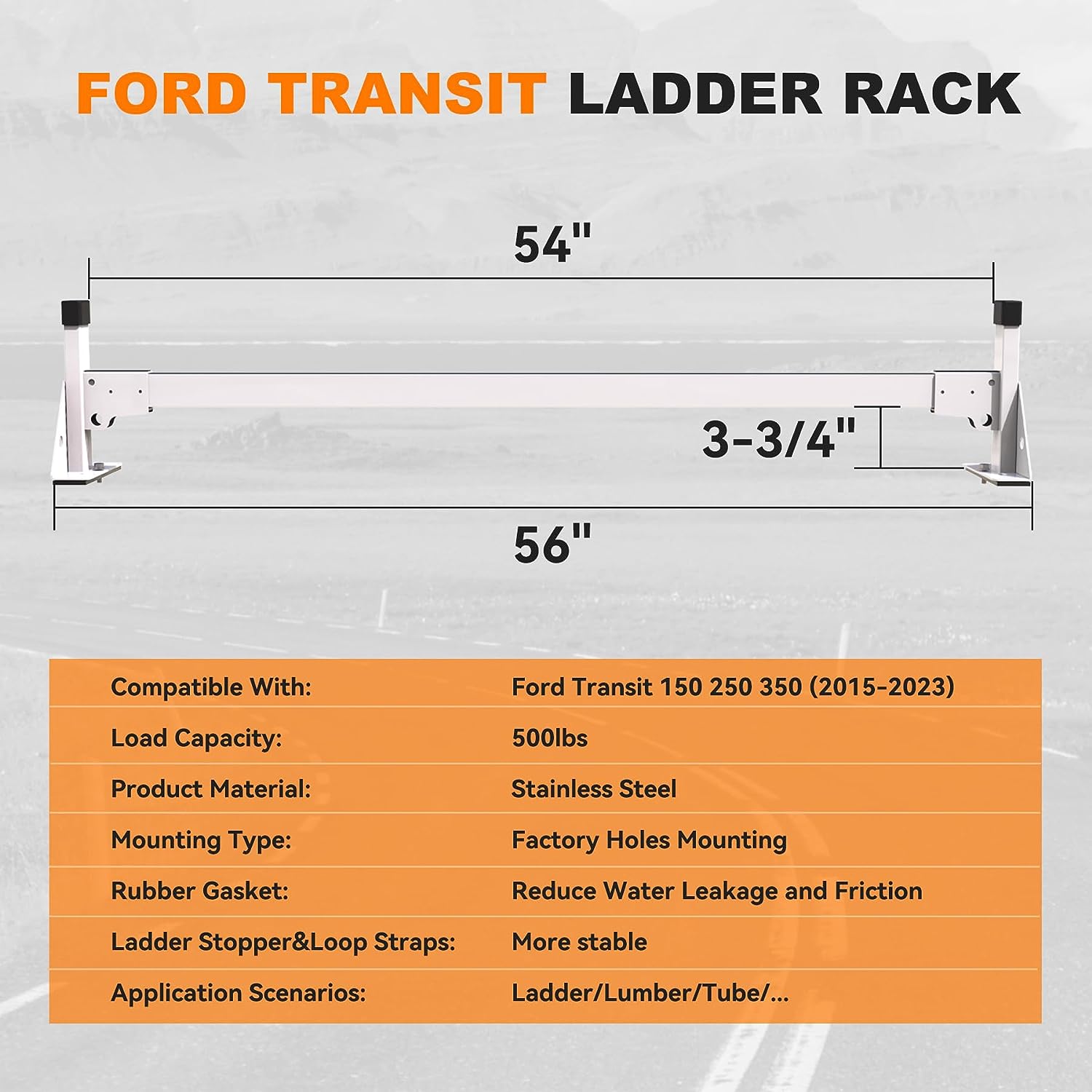 4 Bar Ladder Roof Racks For 2015-2023 Ford Transt 150 250 350 Cargo