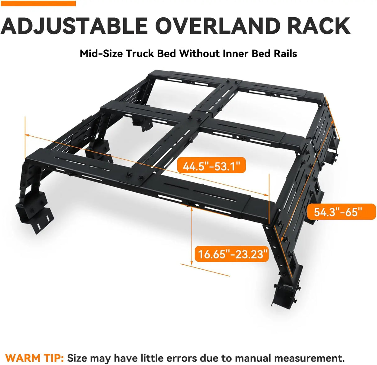 Adjustable Overland Truck Bed Rack for Full-Size Pickup - MELIPRON