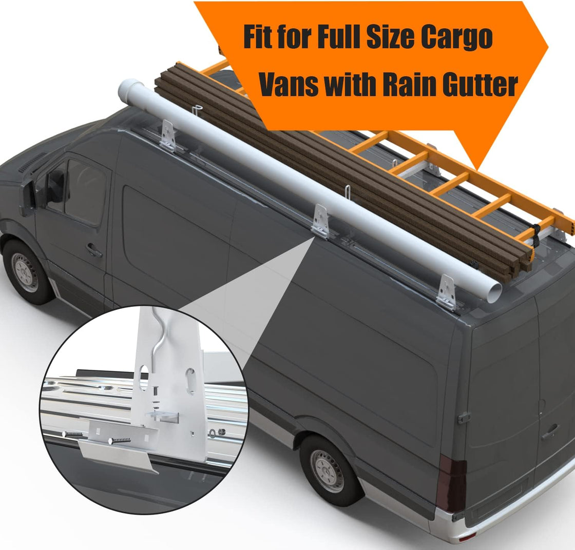 750lbs Capacity 57 Ladder Roof Rack for 1996-Up Chevy Express 1500 2500 3500 with Rain Gutters