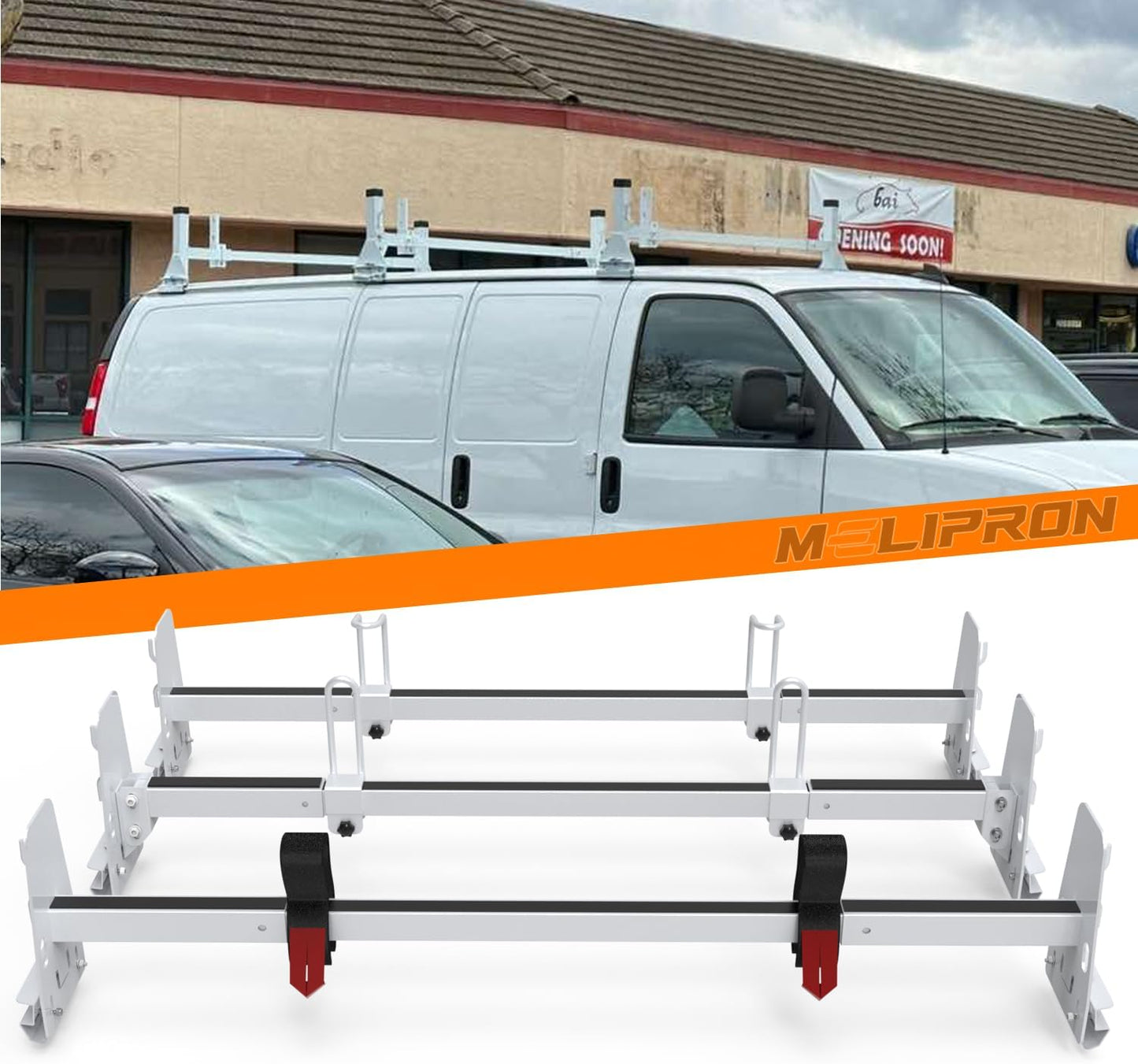 Van Roof Rack for Ford E150 250 350 Chevy Chevrolet Express 1500 2500 3500 GMC Savana with Rain Gutters-9