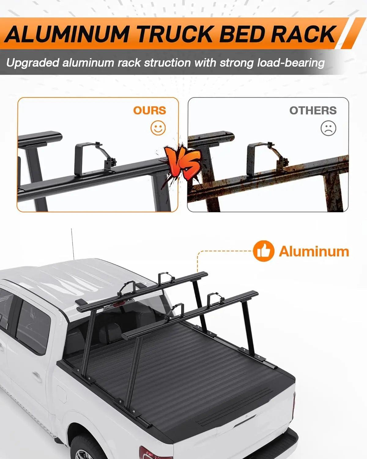 Aluminum Truck Bed Rack with Ladder Stops-MELIPRON