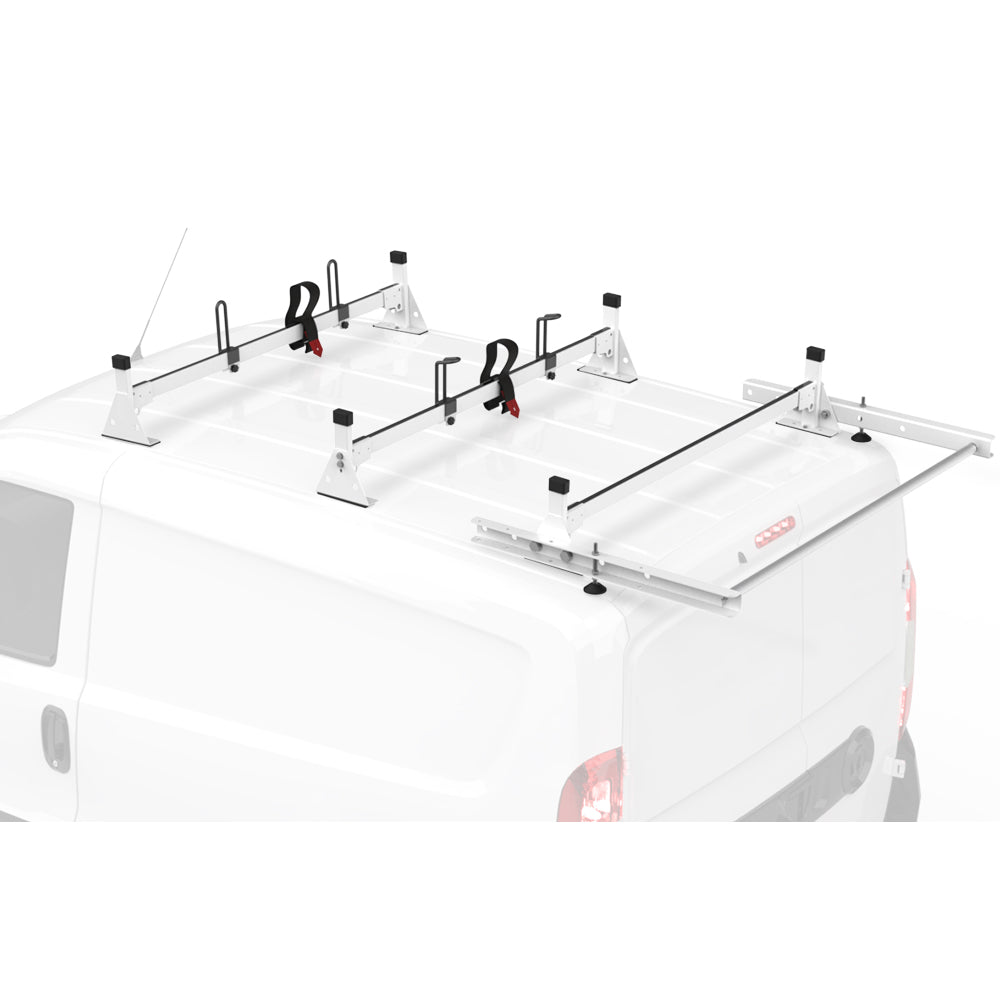 Van Roof Ladder Rack for RAM ProMaster City 2 Bars with Rear Cargo Roller-12