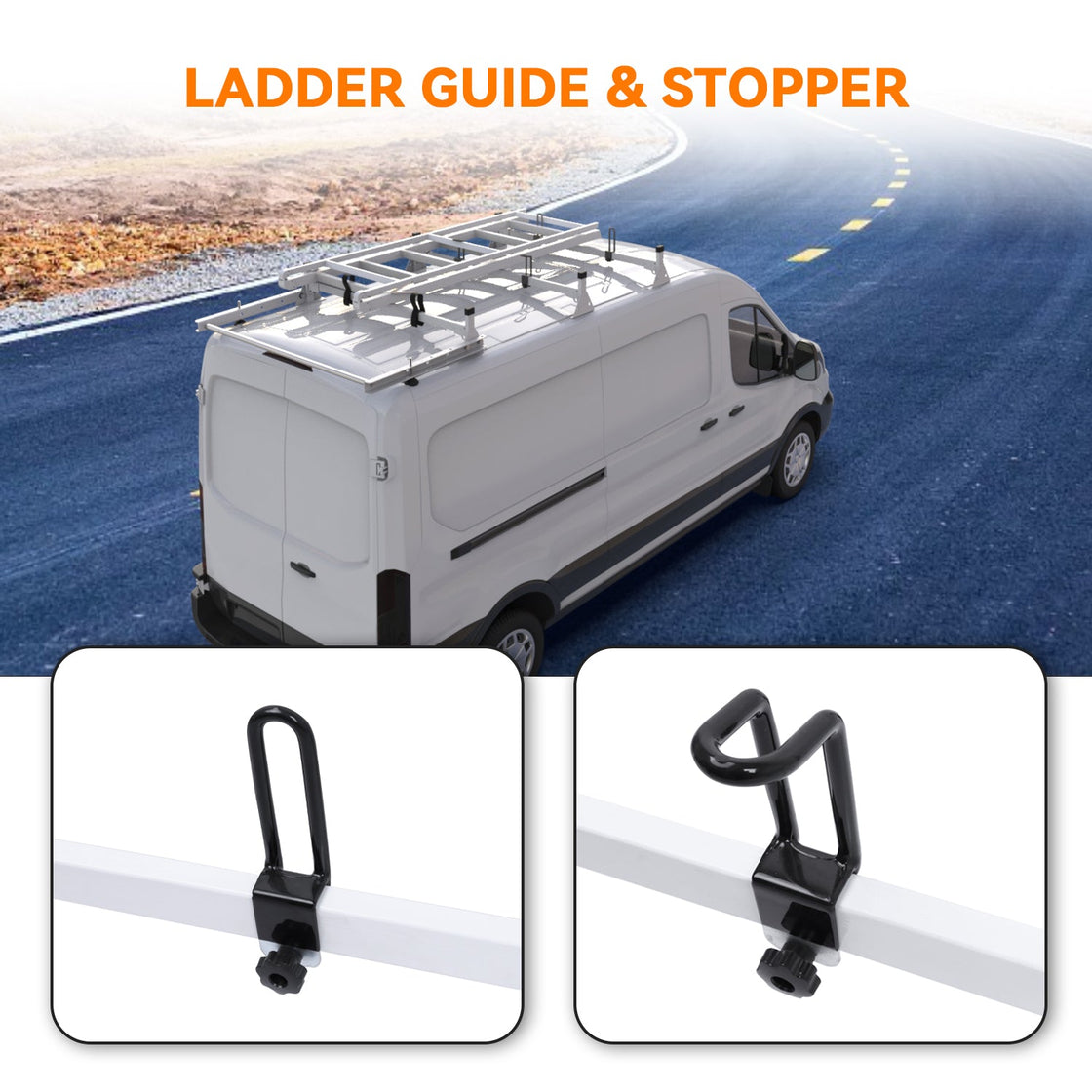 Melipron ladder rack for van with rear cargo roller-8