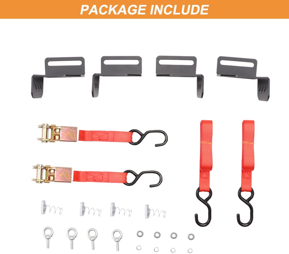 4Pcs Platform Cargo Corner Brackets with Ratchet Straps