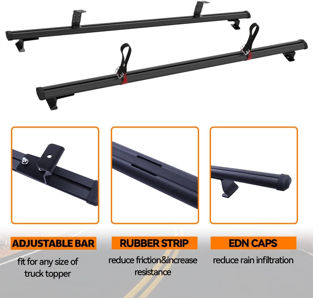 MELIPRON Truck Topper Rack Adjustable Pickup Camper Shell Roof Ladder ...