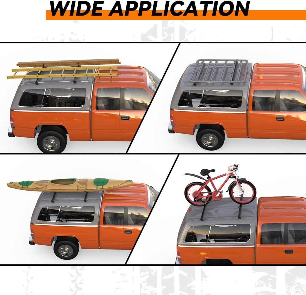 Melipron Truck Topper Rack Adjustable Pickup Camper Shell Roof Ladder Rack for Trailer Van Truck Cap-11
